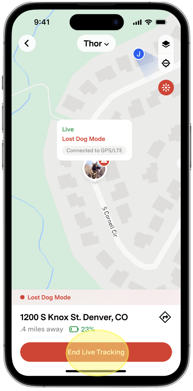 End Tracking Button