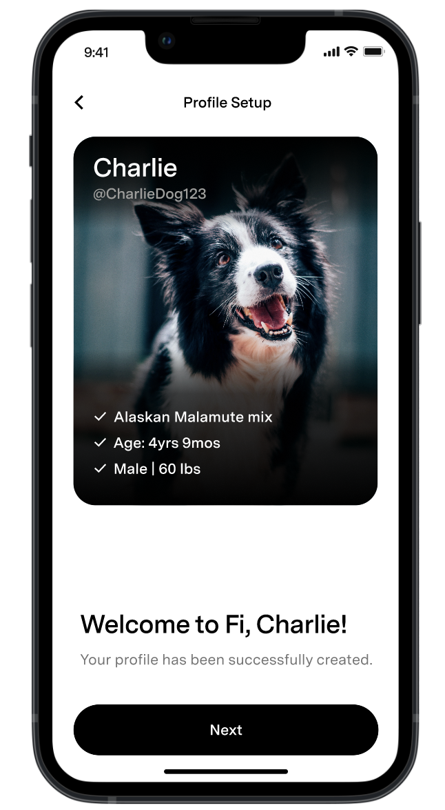 profile set up confirmation page
