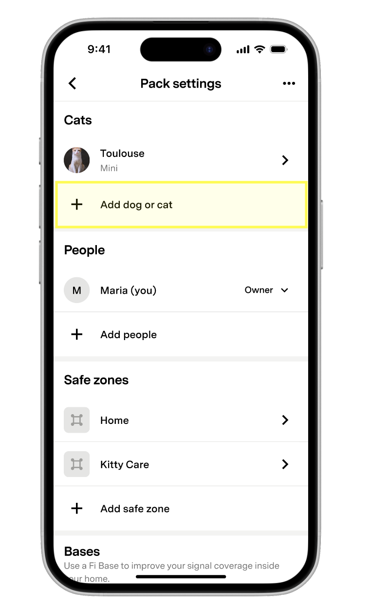 Dog highlighted on Pack settings page.png