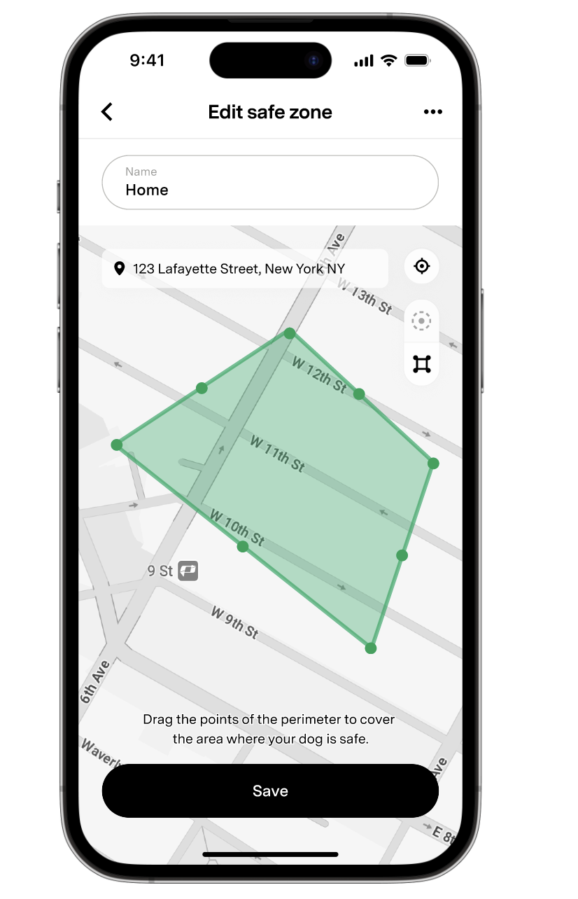 Edit safe zone page