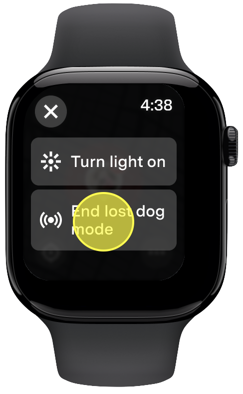 End lost mode option highlighted in the Apple Watch Map Menu