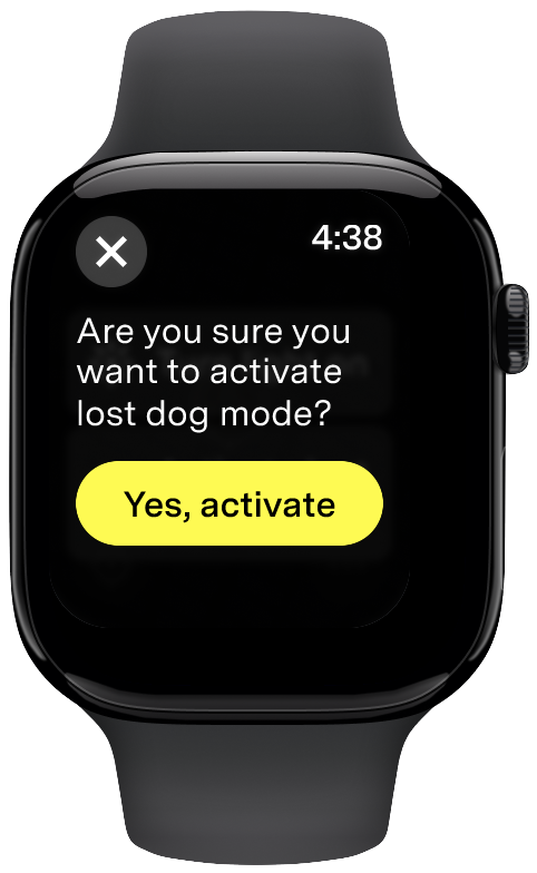 Bestätigungsschaltfläche Ja, aktivieren auf dem Apple-Watch-Lost-Mode-Bildschirm