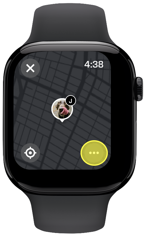 Hervorgehobenes Drei-Punkte-Symbol auf der Apple-Watch-Live-Karte