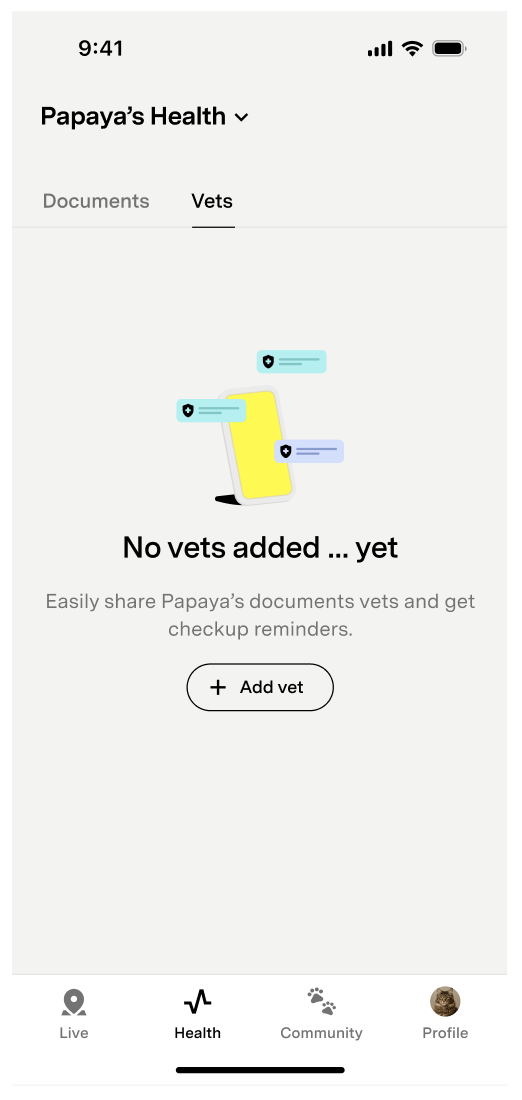 Page vétérinaires du profil chat