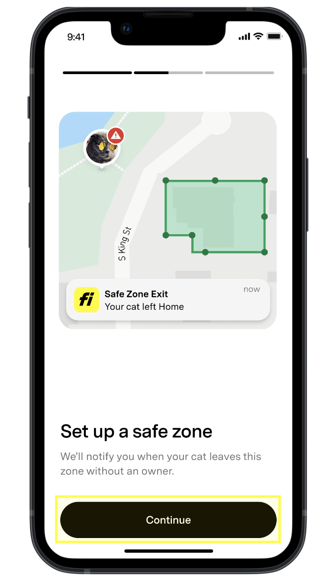 Pantalla de configuración de una Zona segura