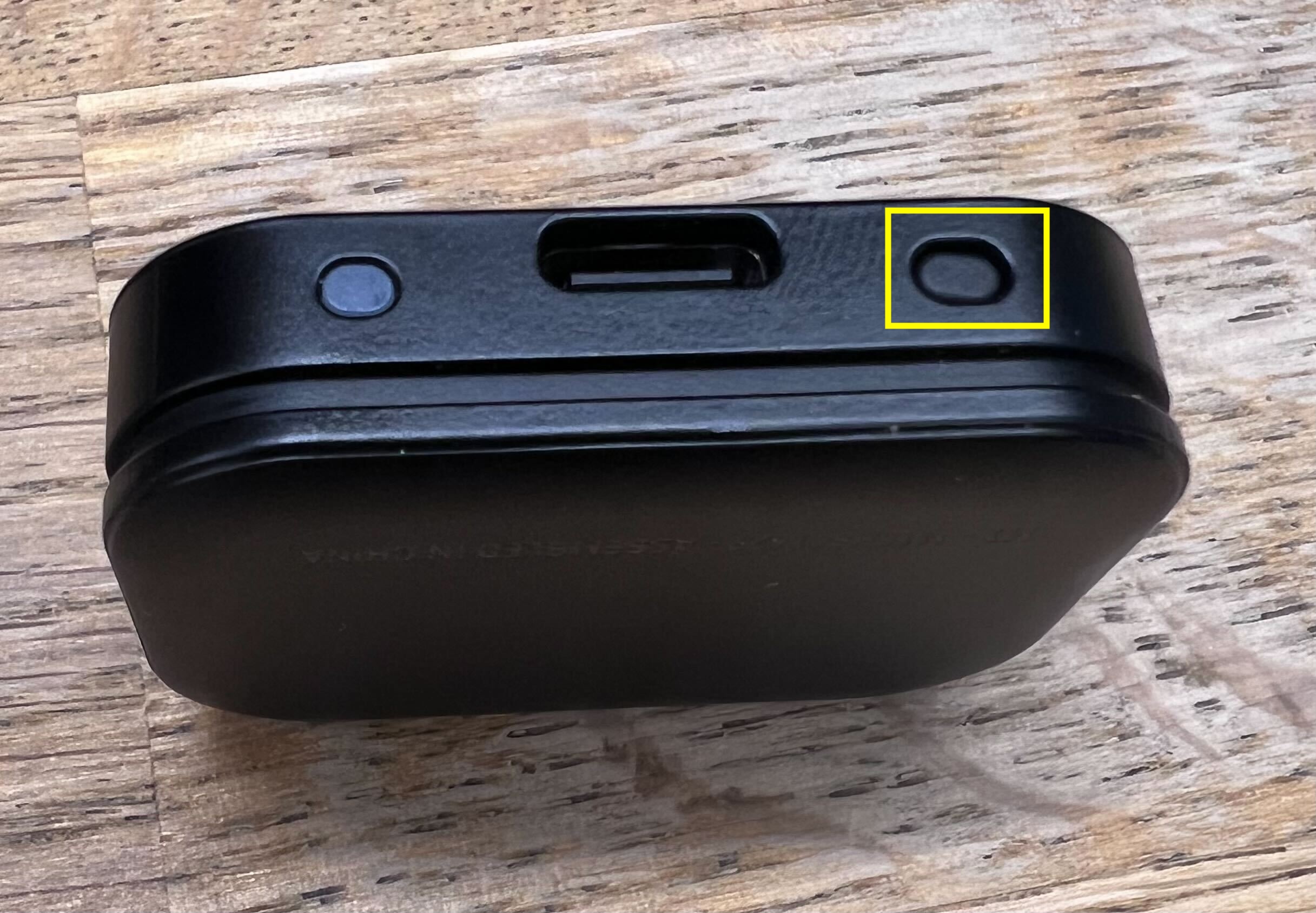 Fi Mini with power button labeled next to the USB-C port
